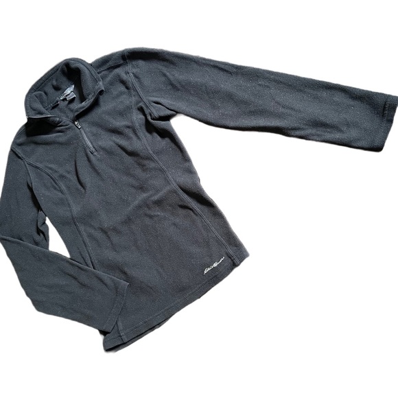 EDDIE BAUER BLACK POLARTEC QUARTER ZIP LONG SLEEVE TOP SIZE XS - Picture 2 of 7
